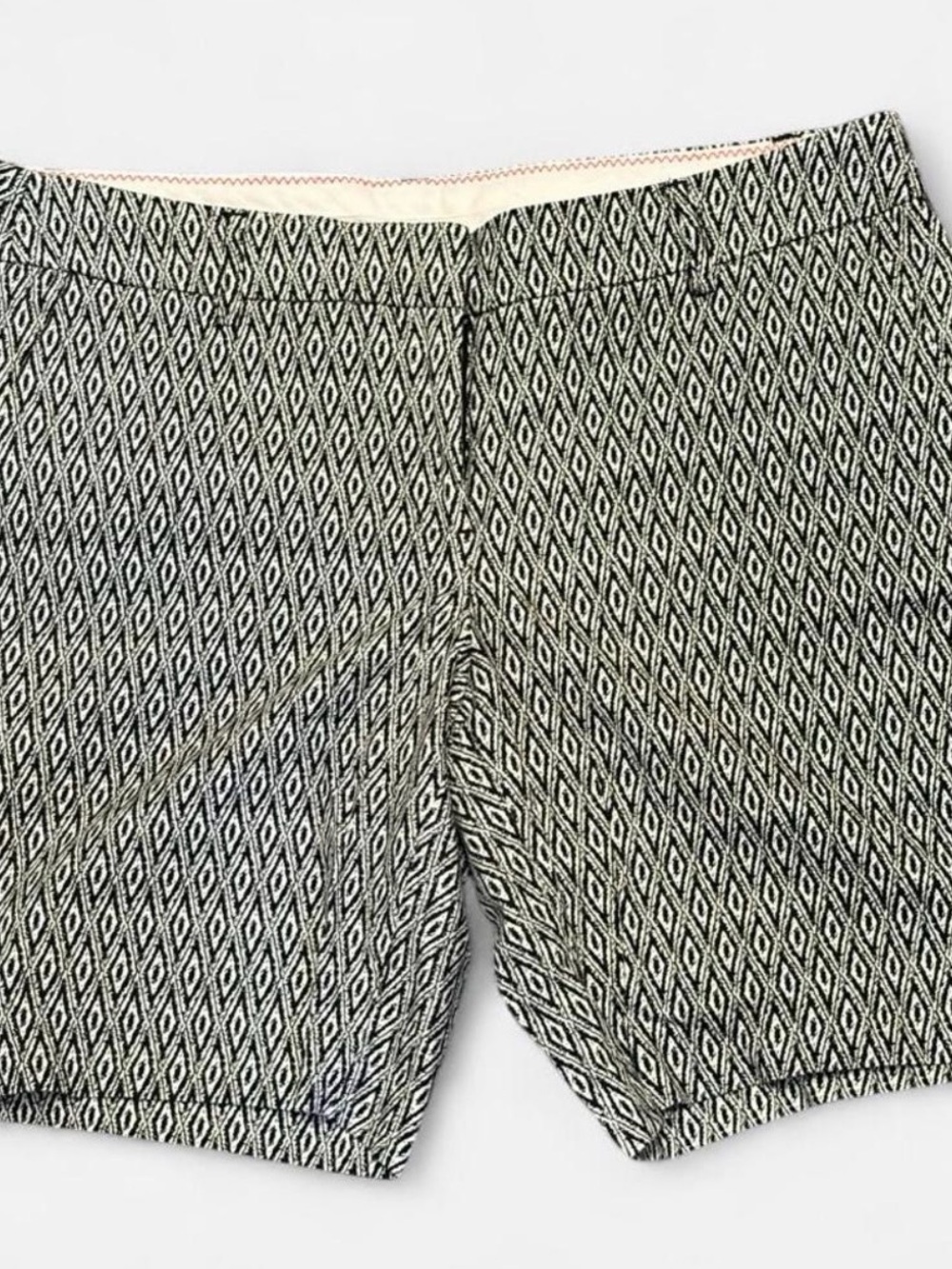 Kenar Black and White Diamond-Pattern Shorts